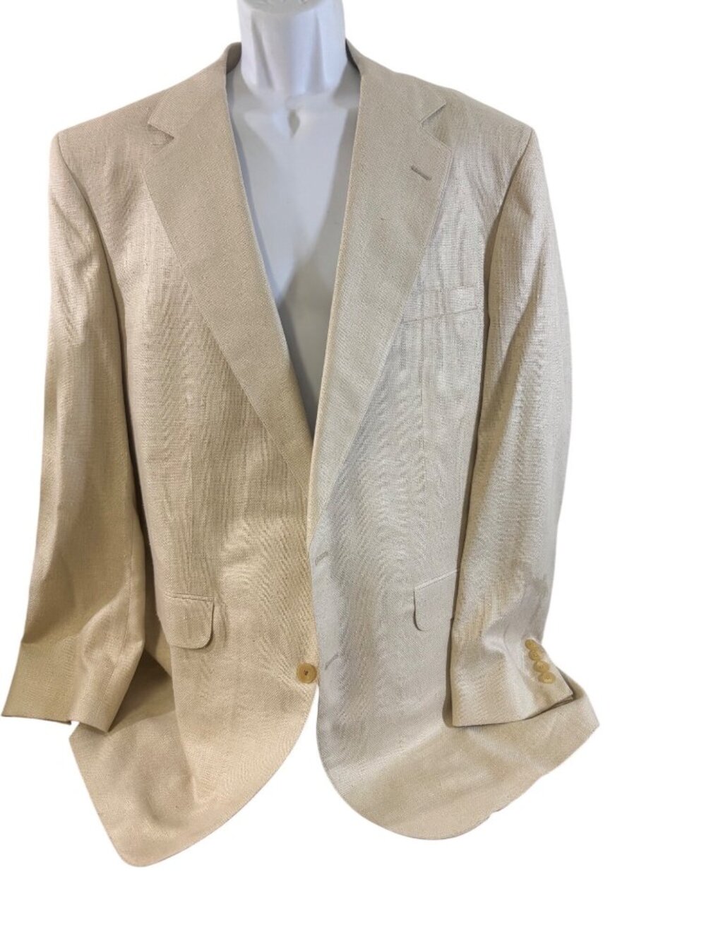 Corbin Mens Beige Linen Blend Suit Jacket Sport Coat Made In USA